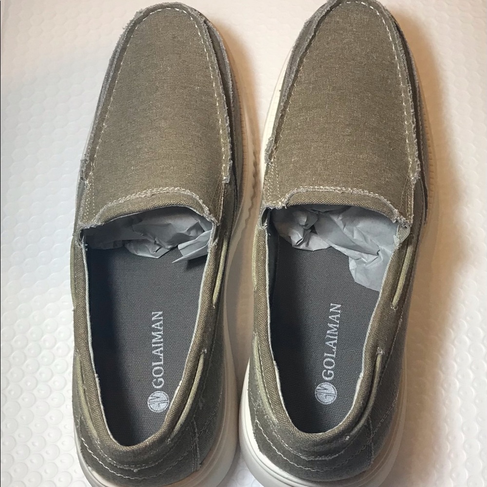 GM GOLAIMAN Mens Khaki Boat Shoes NEW